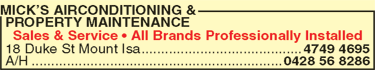 Mick's Airconditioning & Property Maintenance - Accommodation Directory 1