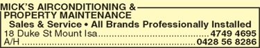 Mick's Airconditioning & Property Maintenance - Accommodation Directory 2